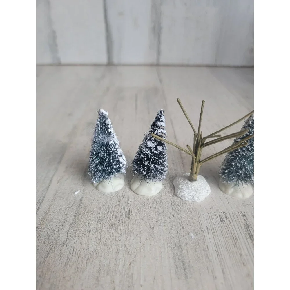 Lemax Mini snow bristle tree bare branch‎ set village accessory xmas